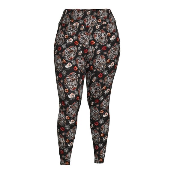 NWT Terra & Sky Womens Plus Size Fitted Legging 0X, 2X High Rise Halloween Skull - Picture 7 of 7